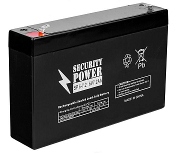 Аккумуляторная батарея Security Power SP 6-7.2 F1, 6В, 7.2Ач