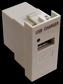 Модуль USB-зарядки, 1 порт, 22.5x45, белый, LAN-EZ45x22-1U/R2-WH
